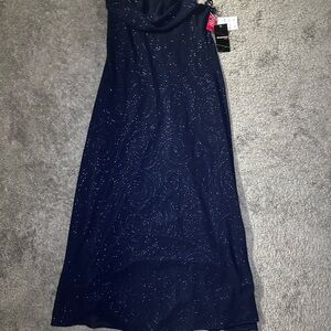 Karina Navy Blue Dress with Glitter Accents